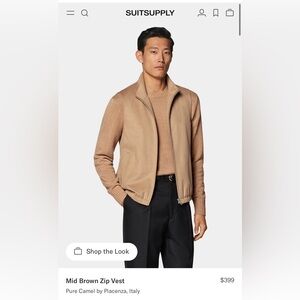 Suitsupply 100% Camel Zip-Up Vest